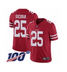 Men's San Francisco 49ers #25 Richard Sherman Red Team Color Vapor Untouchable Limited Player 100th Season Football Jersey