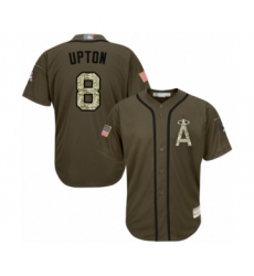 Youth Los Angeles Angels of Anaheim #8 Justin Upton Authentic Green Salute to Service Baseball Jersey
