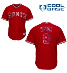 Youth Majestic Los Angeles Angels of Anaheim #9 Justin Upton Authentic Red Alternate Cool Base MLB Jersey
