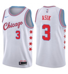 Men's Nike Chicago Bulls #3 Omer Asik Swingman White NBA Jersey - City Edition
