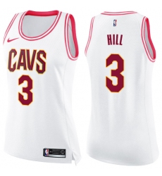 Women's Nike Cleveland Cavaliers #3 George Hill Swingman White/Pink Fashion NBA Jersey