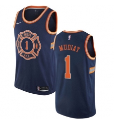 Women's Nike New York Knicks #1 Emmanuel Mudiay Swingman Navy Blue NBA Jersey - City Edition