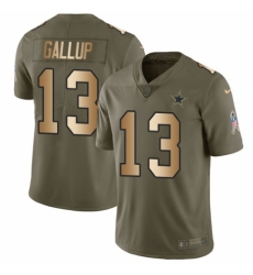 Youth Nike Dallas Cowboys #13 Michael Gallup Limited Olive/Gold 2017 Salute to Service NFL Jersey