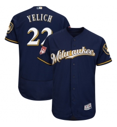 Men's Milwaukee Brewers #22 Christian Yelich Navy 2019 Spring Training Flex Base Stitched MLB Jersey