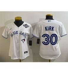 Women's Toronto Blue Jays #30 Alejandro Kirk White 2025 World Series Home Cool Base Stitched Baseball Jersey(Run Small)