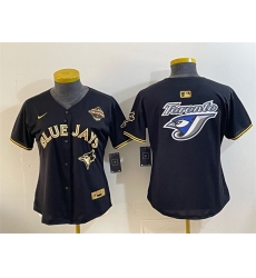Women's Toronto Blue Jays Team Big Logo Black Gold 2025 American League Champions Limited Stitched Baseball Jersey(Run Small)