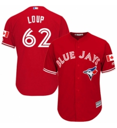 Youth Majestic Toronto Blue Jays #62 Aaron Loup Replica Scarlet Alternate MLB Jersey