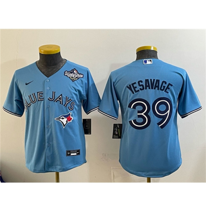 Youth Toronto Blue Jays #39 Trey Yesavage Blue 2025 World Series Cool Base Stitched Baseball Jersey