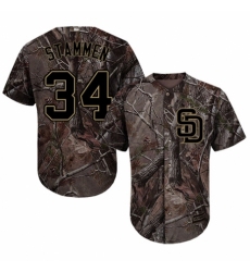 Youth Majestic San Diego Padres #34 Craig Stammen Authentic Camo Realtree Collection Flex Base MLB Jersey