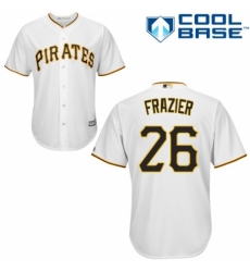Youth Majestic Pittsburgh Pirates #26 Adam Frazier Authentic White Home Cool Base MLB Jersey