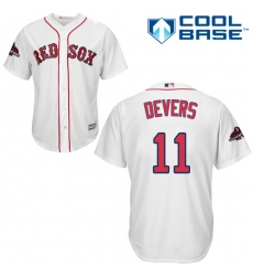 Youth Majestic Boston Red Sox #11 Rafael Devers Authentic White Home Cool Base 2018 World Series Champions MLB Jersey