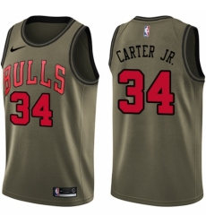 Men's Nike Chicago Bulls #34 Wendell Carter Jr. Swingman Green Salute to Service NBA Jersey