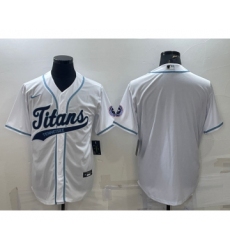 Men's Tennessee Titans Blank White With Patch Cool Base Stitched Baseball Jersey