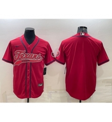 Men's Houston Texans Blank Red With Patch Cool Base Stitched Baseball Jersey
