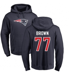 NFL Nike New England Patriots #77 Trent Brown Navy Blue Name & Number Logo Pullover Hoodie