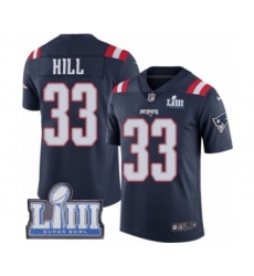 Men's Nike New England Patriots #33 Jeremy Hill Limited Navy Blue Rush Vapor Untouchable Super Bowl LIII Bound NFL Jersey