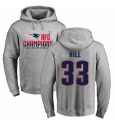 Nike New England Patriots #33 Jeremy Hill Heather Gray 2017 AFC Champions Pullover Hoodie