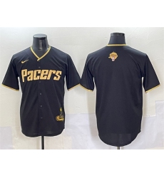Men's Indiana Pacers Blank Black Gold 2025 Finals Vapor Stitched Baseball Jersey