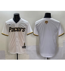 Men's Indiana Pacers Blank White 2025 Finals Vapor Stitched Baseball Jersey