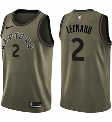 Men's Nike Toronto Raptors #2 Kawhi Leonard Swingman Green Salute to Service NBA Jersey