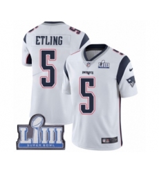 Men's Nike New England Patriots #5 Danny Etling White Vapor Untouchable Limited Player Super Bowl LIII Bound NFL Jersey