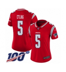 Women's New England Patriots #5 Danny Etling Limited Red Inverted Legend 100th Season Football Jersey
