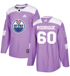 Men's Adidas Edmonton Oilers #60 Olivier Rodrigue Authentic Purple Fights Cancer Practice NHL Jersey