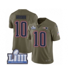 Men's Nike New England Patriots #10 Josh Gordon Limited Olive 2017 Salute to Service Super Bowl LIII Bound NFL Jersey