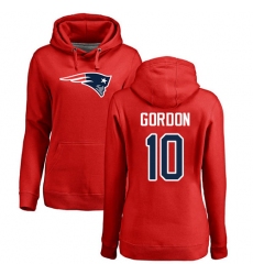NFL Women's Nike New England Patriots #10 Josh Gordon Red Name & Number Logo Pullover Hoodie