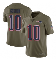 Youth Nike New England Patriots #10 Josh Gordon Limited Olive 2017 Salute to Service NFL Jersey
