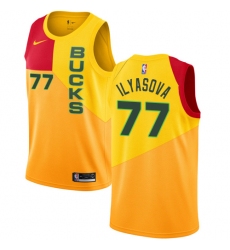 Youth Nike Milwaukee Bucks #77 Ersan Ilyasova Swingman Yellow NBA Jersey - City Edition