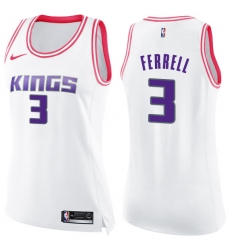 Women's Nike Sacramento Kings #3 Yogi Ferrell Swingman White Pink Fashion NBA Jersey
