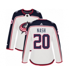 Women's Adidas Columbus Blue Jackets #20 Riley Nash Authentic White Away NHL Jersey