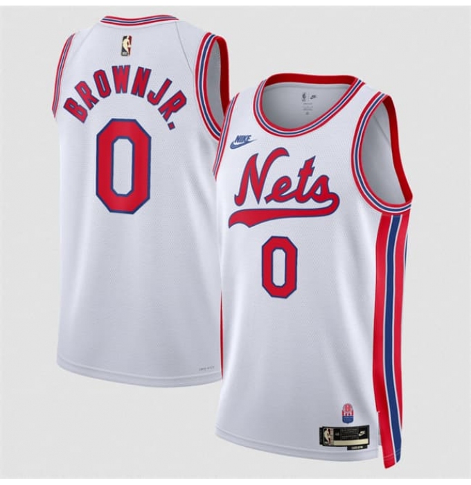 Men's Brooklyn Nets #0 Mikel Brown Jr. White 2026-27Classic Edition Stitched Basketball Jersey
