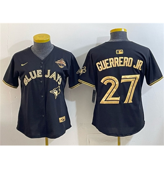 Youth Toronto Blue Jays #27 Vladimir Guerrero Jr. Black Gold 2025 American League Champions Limited Stitched Jersey
