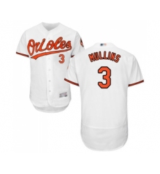 Men's Baltimore Orioles #3 Cedric Mullins White Home Flex Base Authentic Collection Baseball Jersey