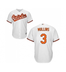Youth Baltimore Orioles #3 Cedric Mullins Replica White Home Cool Base Baseball Jersey