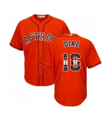 Men's Houston Astros #16 Aledmys Diaz Authentic Orange Team Logo Fashion Cool Base Baseball Jersey