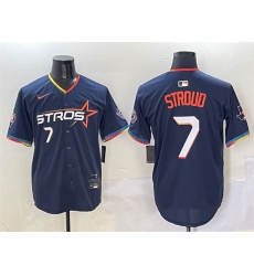 Men's Houston Astros #7 C.J. Stroud Navy 2025 City Connect With Texas Limited Stitched Baseball Jersey