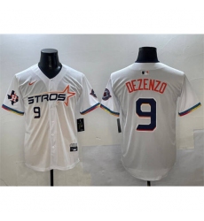 Men's Houston Astros #9 Zach Dezenzo White City Connect With Texas Limited Stitched Baseball Jersey