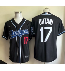 Men's Los Angeles Dodgers #17 Shohei Ohtani Black Cool Base Stitched Baseball Jersey