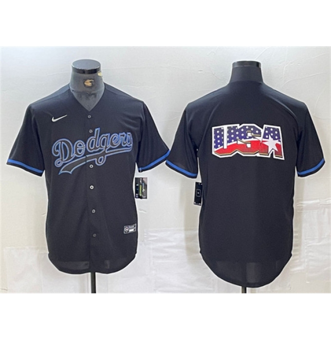 Men's Los Angeles Dodgers Team Big Logo Black Fashion Stitched Baseball Jerseys