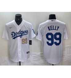Men's Los Angeles Dodgers #99 Joe Kelly Number White Stitched Cool Base Nike Jersey