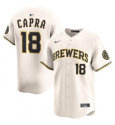 Men's Milwaukee Brewers #18 Vinny Capra Cream 2025 Limited Stitched Baseball Jersey