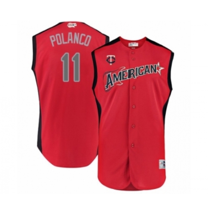 Youth Minnesota Twins #11 Jorge Polanco Authentic Red American League 2019 Baseball All-Star Jersey