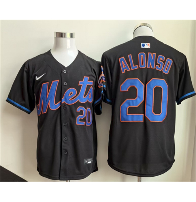 Men's New York Mets #20 Pete Alonso Black 2025 Stitched Baseball Jersey