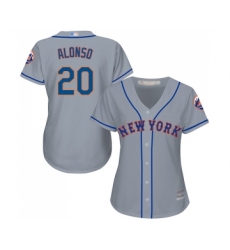 Women's New York Mets #20 Pete Alonso Authentic Grey Road Cool Base Baseball Jersey