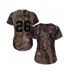 Women's Oakland Athletics #26 Matt Chapman Authentic Camo Realtree Collection Flex Base Baseball Jersey