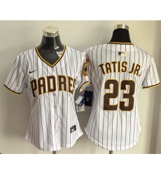 Women's San Diego Padres #23 Fernando Tatis Jr. White Home Limited Stitched Baseball Jersey(Run Small)