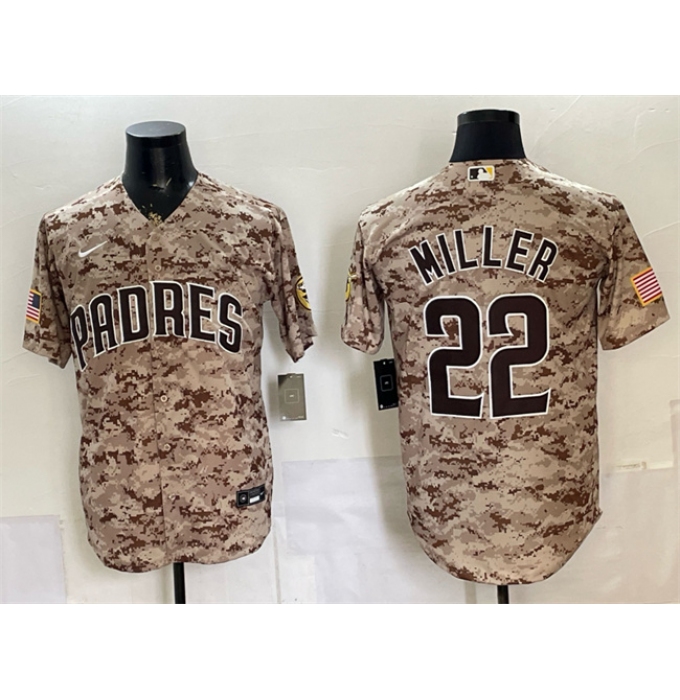 Men's San Diego Padres #22 Mason Miller Tan Camo Cool Base Stitched Baseball Jersey
